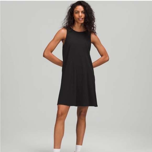 NWT Black Lululemon Ribbed Modal-Cotton Dress Size 10 - Picture 1 of 10